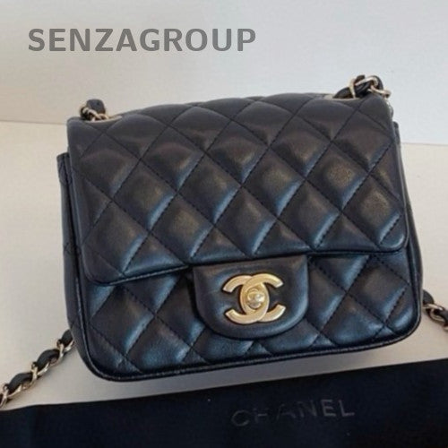 Chanel Classic Flap Chain Diamond Shoulder Bag Black Gold Used Women Classic