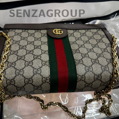 Gucci Ophidia Beige Brown Chain Shoulder Crossbody Bag Women Classic
