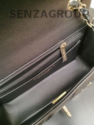 Chanel Classic Quilted Lambskin Black Gold Chain Shoulder Crossbody Bag