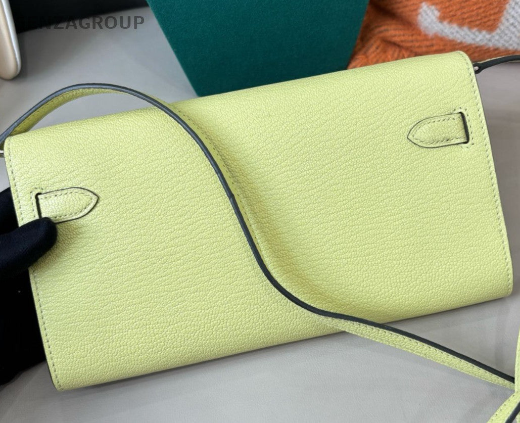 Hermes R9 Kelly To Go Crossbody Yellow Silver Used Women Classic Fashion