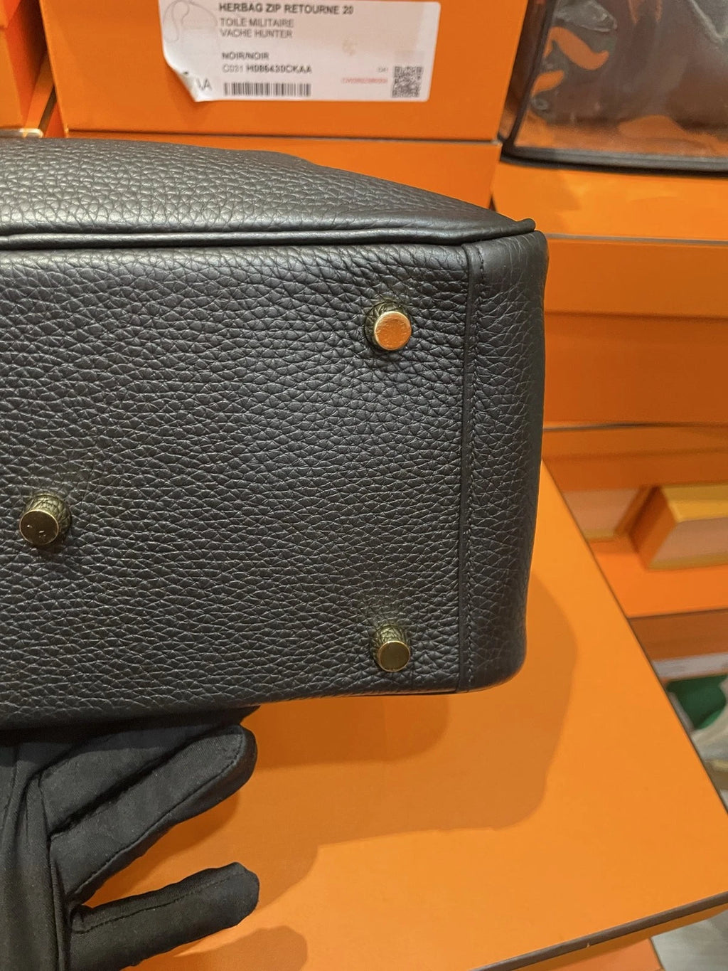 Hermes Lindy 26 Black Gold Top Handle Bag Women Classic