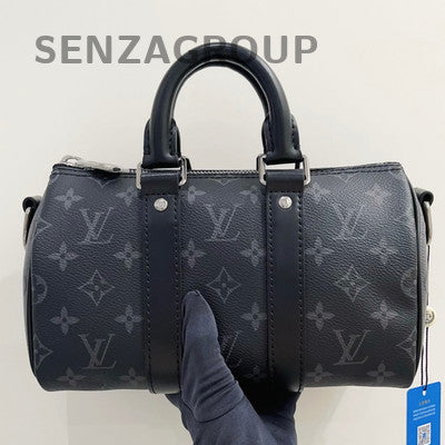 Louis Vuitton Black Silver Monogram Keepall 25 Handbag Unisex