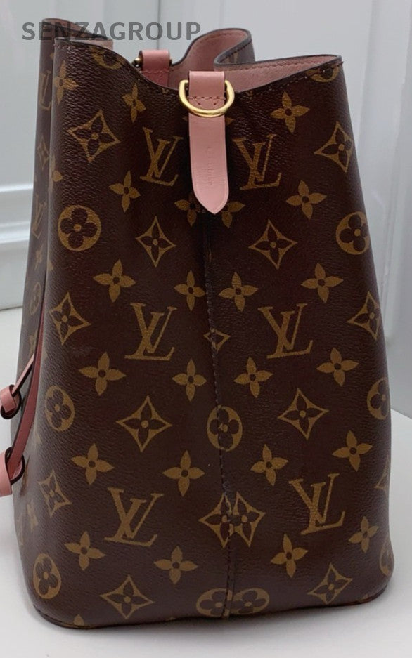 Louis Vuitton Monogram Bucket Shoulder Bag Crossbody Brown Pink Women Classic