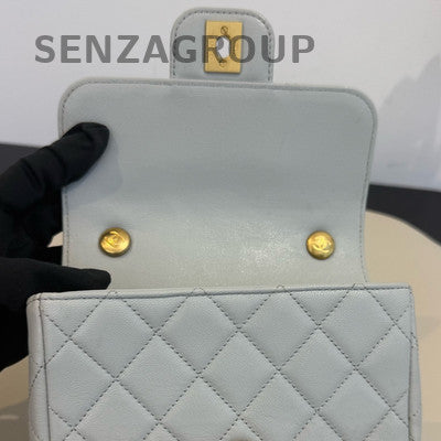 Chanel Classic Flap Light Blue Lambskin Quilted Chain Shoulder Bag