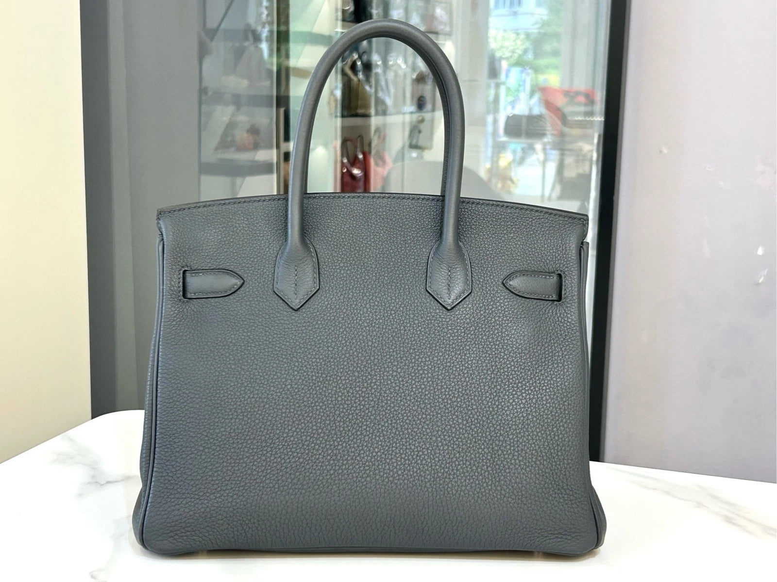 Hermes Birkin30 Gray Leather Handbag For Women