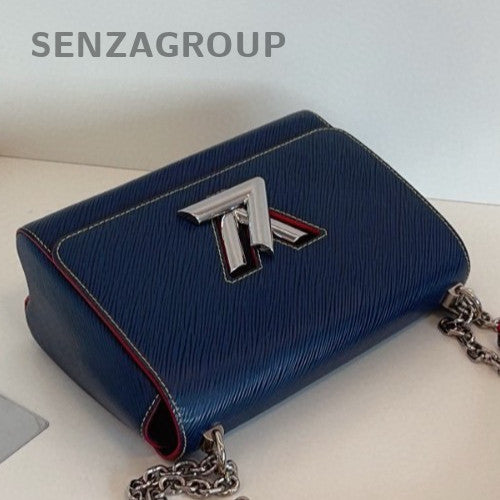 Louis Vuitton Twist MM Epi Chain Shoulder Bag Blue Silver Women Classic