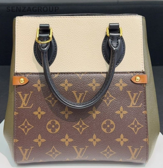 Louis Vuitton Fold Tote Monogram PM Top Handle Bag Crossbody Brown Women Classic