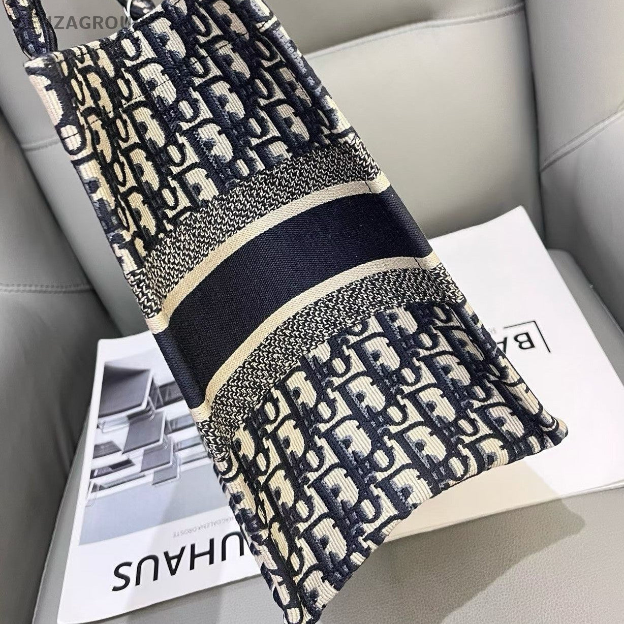 Dior Book Tote Medium Tote Bag Blue White Women's Handbag