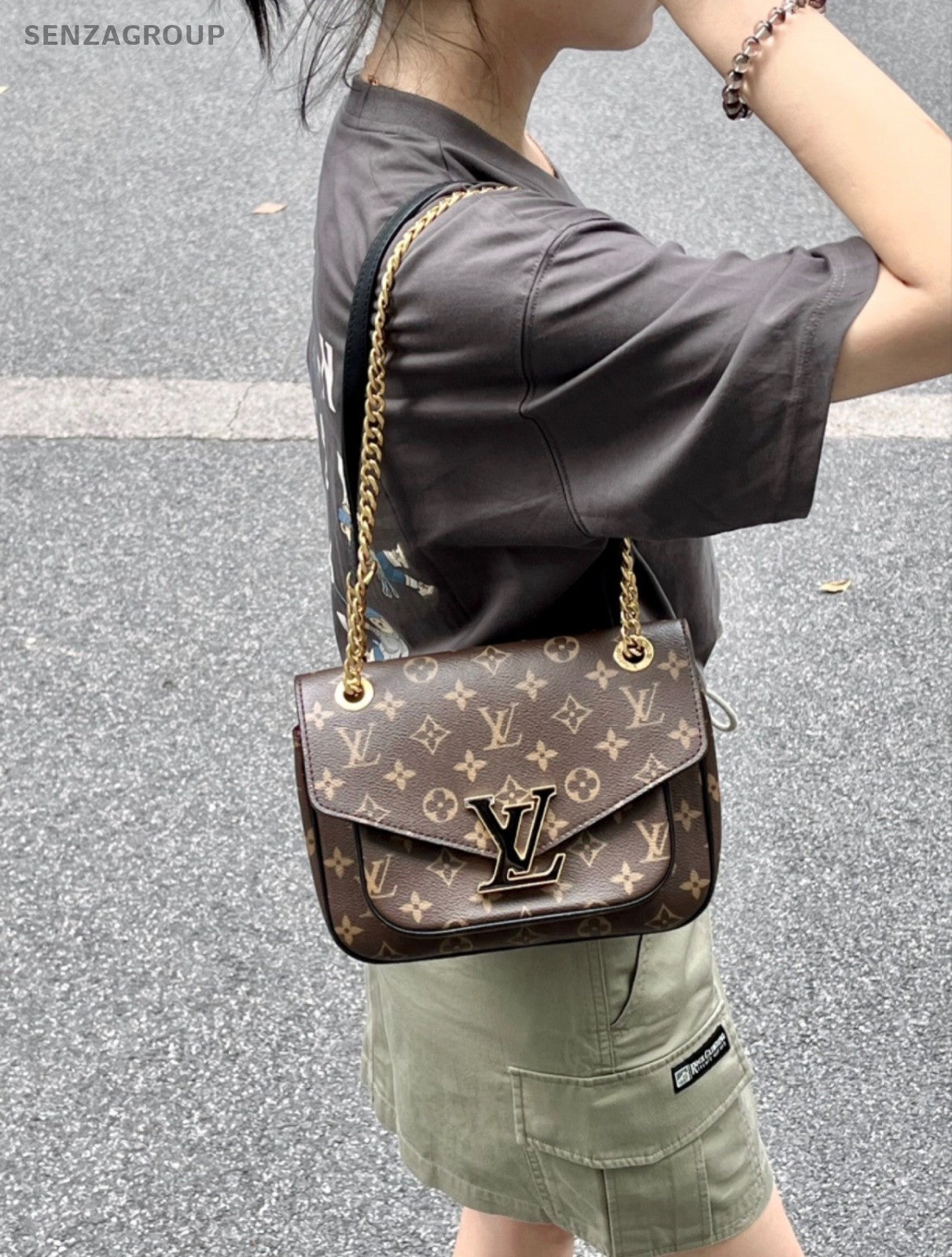 Louis Vuitton Passy Monogram Messenger Crossbody Shoulder Bag Brown Women