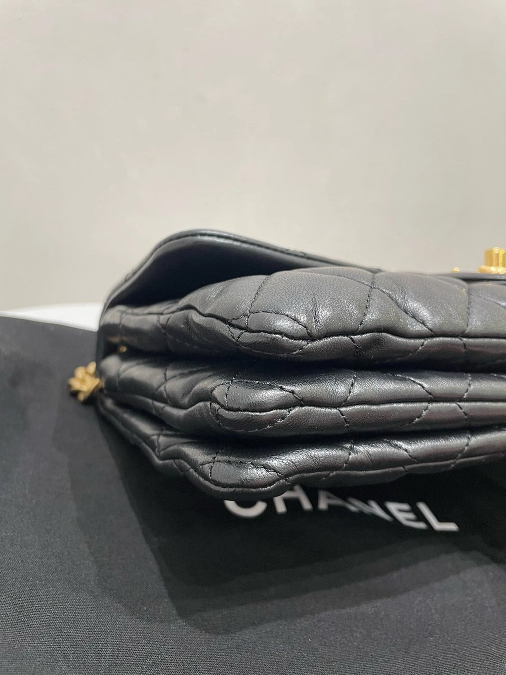 Authentic CHANEL Lambskin Black Flap Shoulder Bag For Women