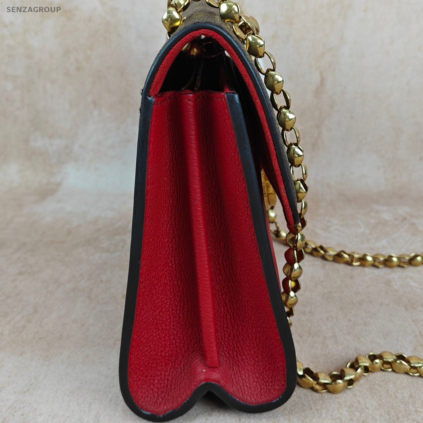 Louis Vuitton Victoire Monogram Red Chain Shoulder Crossbody Bag Women Classic