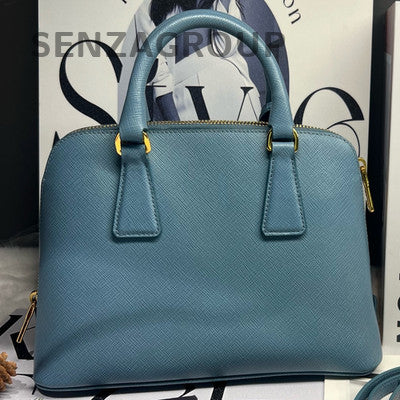 Prada Blue Gold Hardware Saffiano Lux Tote Shoulder Bag Classic Women