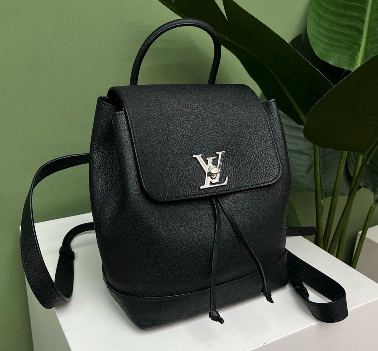 Louis Vuitton Lockme Backpack Black Silver Unisex Adults Classic