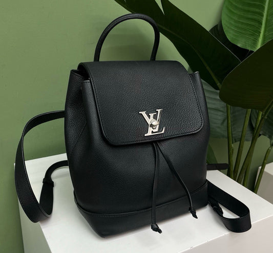 Louis Vuitton Lockme Backpack Black Silver Unisex Adults Classic