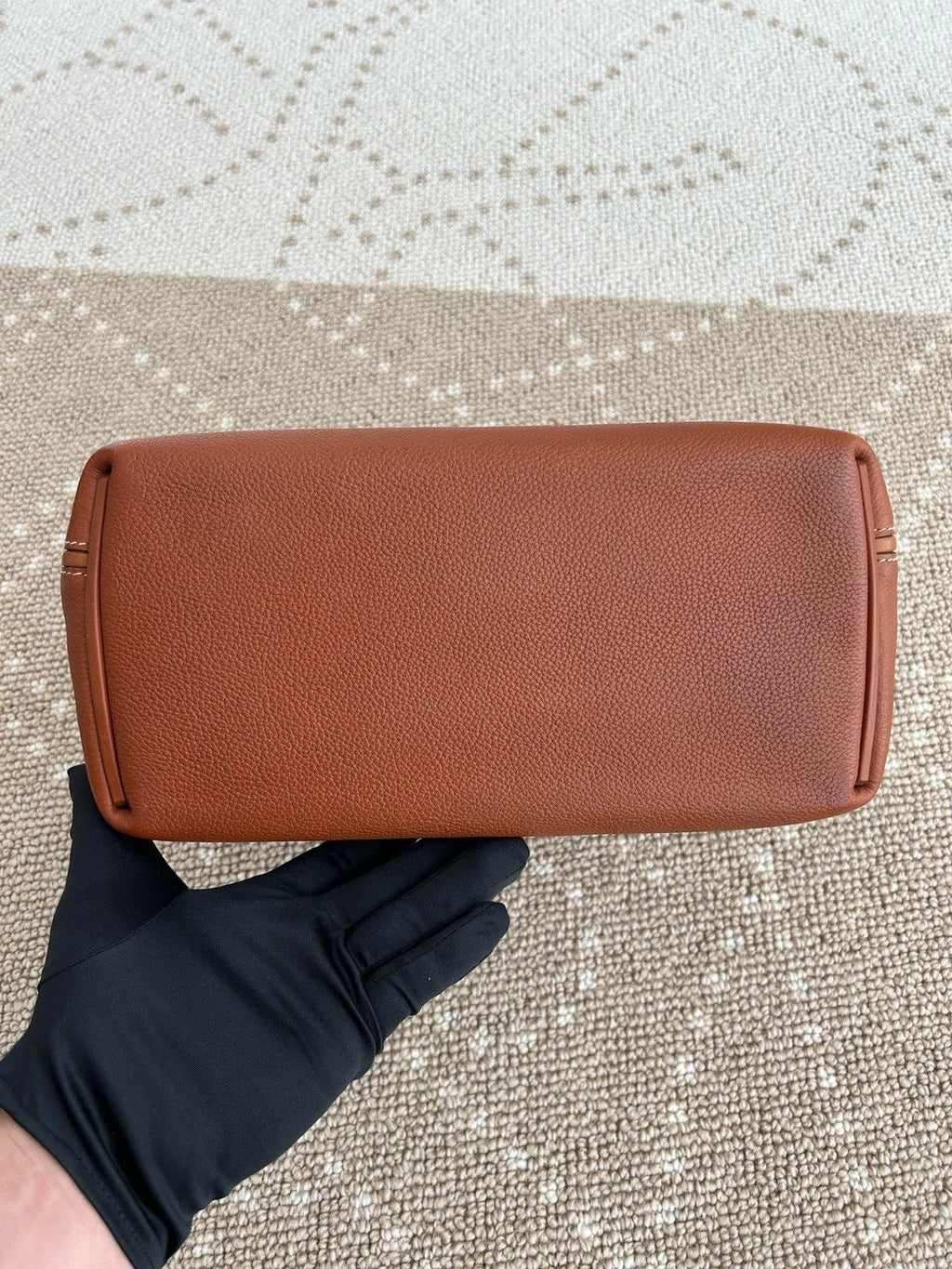 Hermes 2424 2Way Top Handle Shoulder Bag Brown Gold Women Classic Fashion