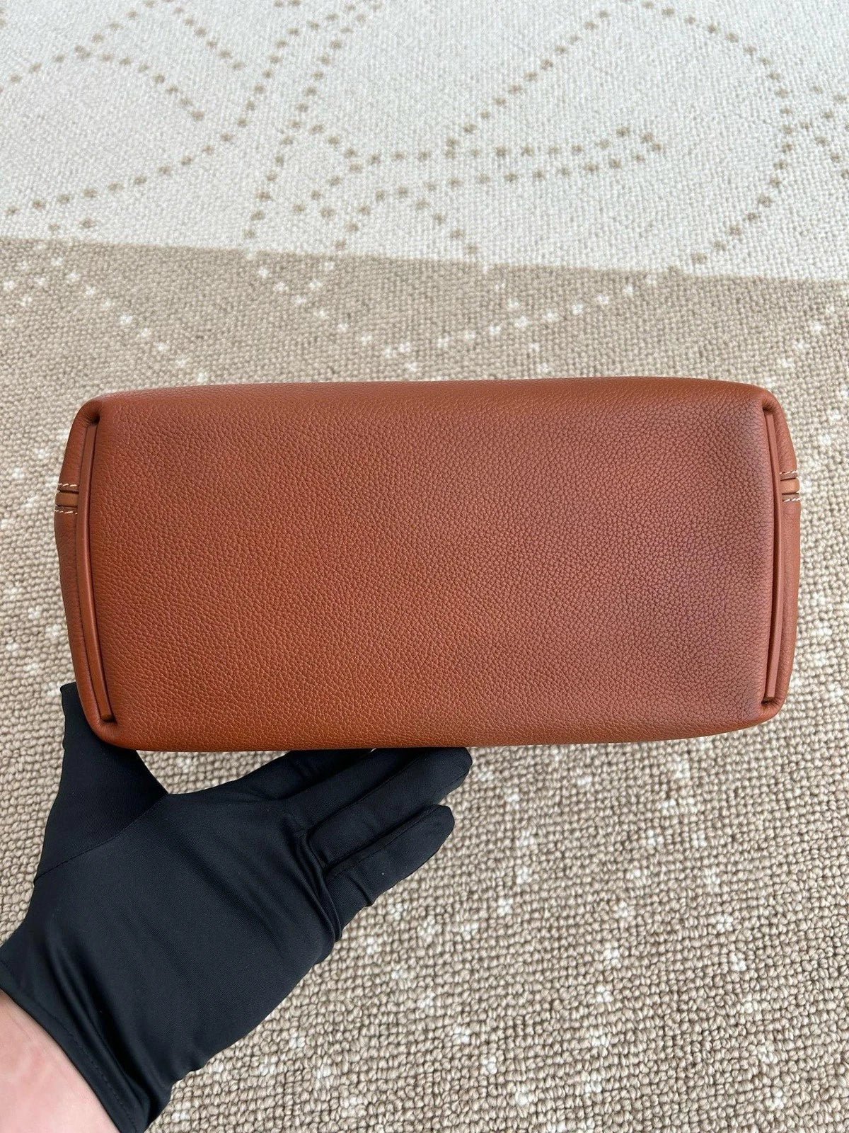 Hermes 2424 2Way Top Handle Shoulder Bag Brown Gold Women Classic Fashion