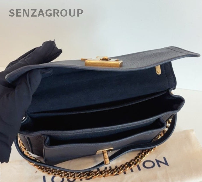 Louis Vuitton Lockme PM Chain Calfskin Shoulder Bag Crossbody Black Gold Women