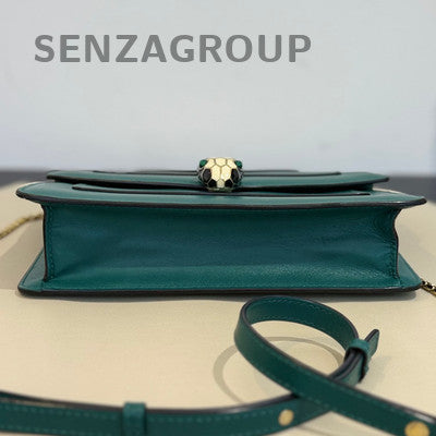 Bvlgari Small Green Serpenti Forever Bag with Gold Chain Strap