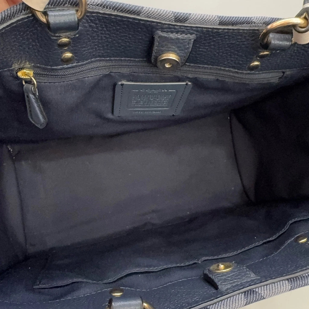 Coach Women Denim Blue Monogram Shoulder Handbag Crossbody Bag