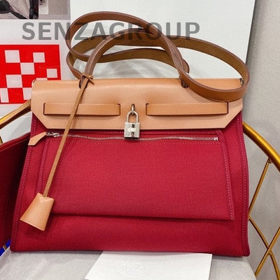 Hermès Herbag 31 Red Silver Hardware Shoulder Bag Women's Classic