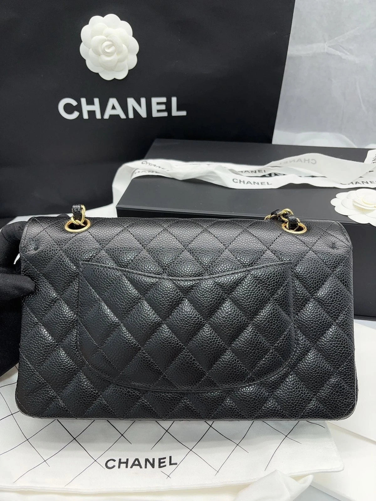 Chanel CF Medium Black Leather Shoulder Bag For Women