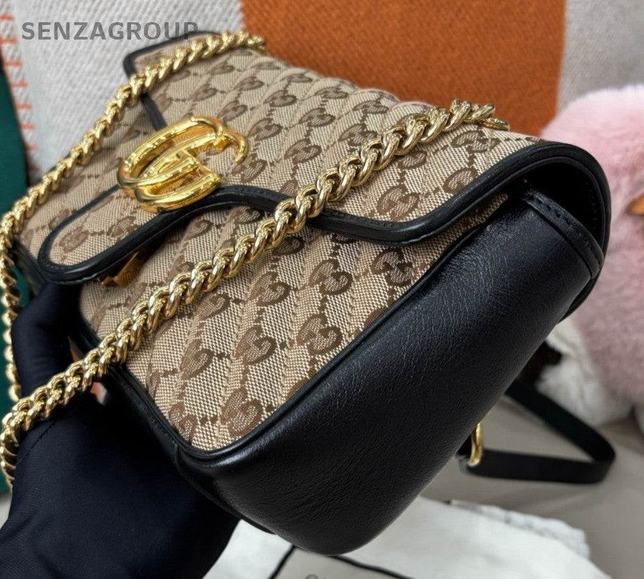 Gucci Marmont26 Chain Shoulder Bag Crossbody Brown Gold Used Women Classic