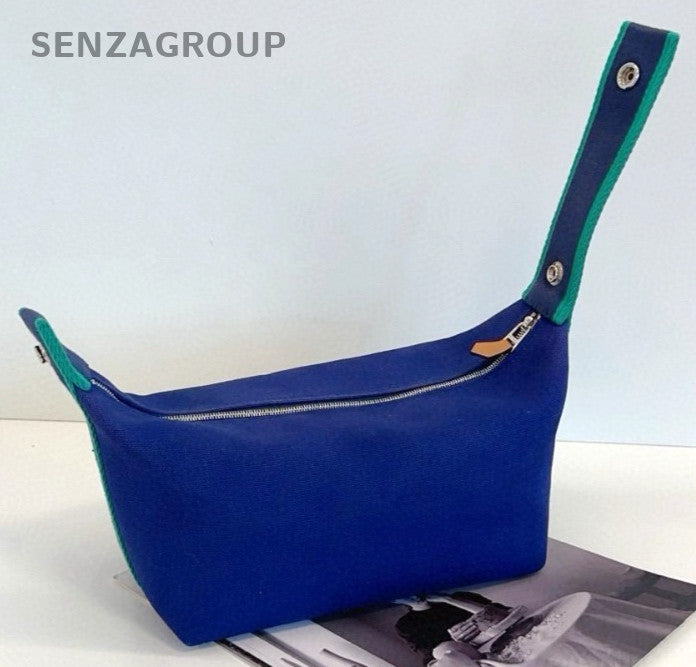Hermes Bride A Brac Canvas Handbag Blue Women Almost Brand NEW