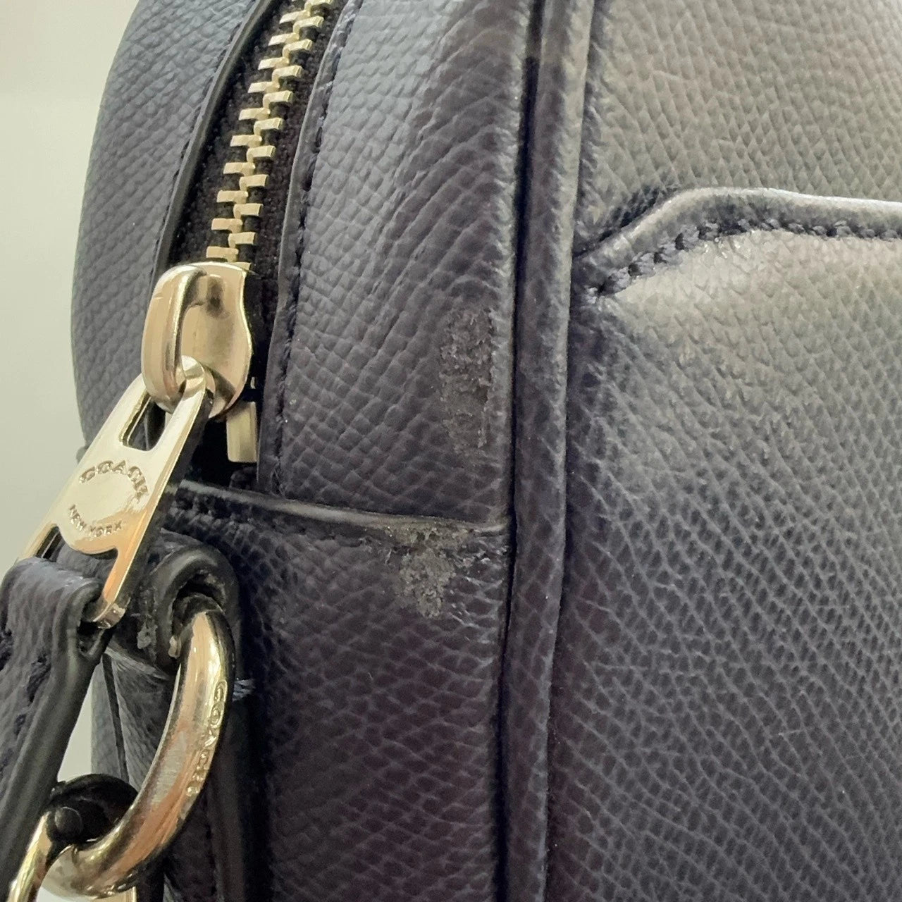 Coach Blue Black Leather Shoulder Handbag Briefcase For Women