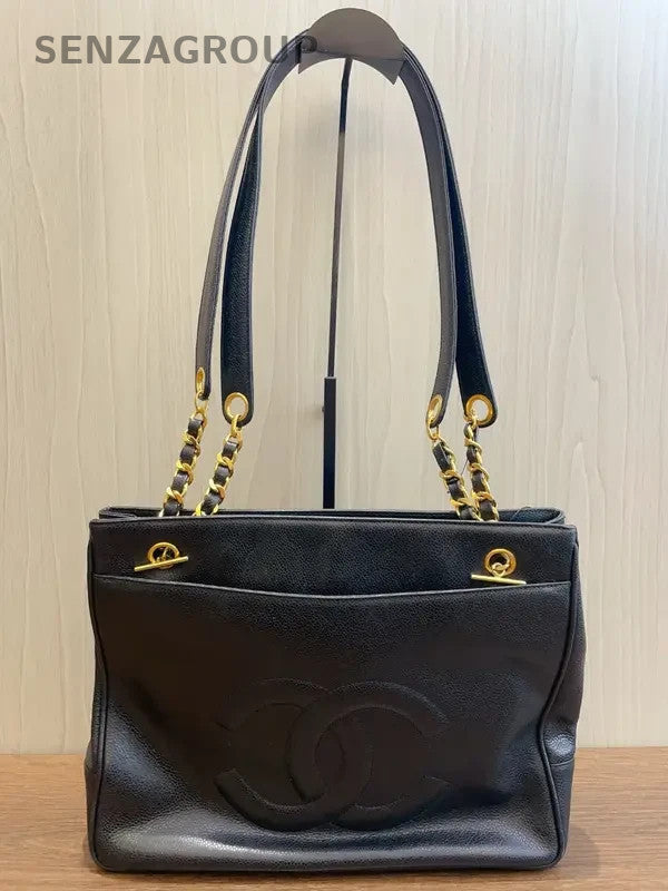 SJ0001 CHANEL leather Crossbody Bags GST Medium tote Bag Black
