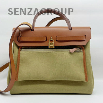 Hermes Herbag 31 Yellow Brown Gold Buckle Handbag Crossbody Bag Women