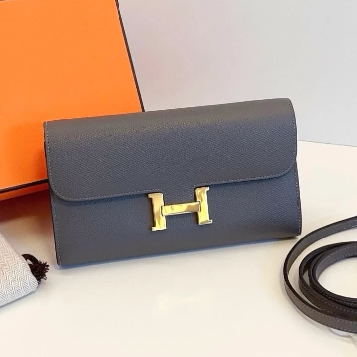 Excellent Hermes Constance to Go Epsom Leather Gray Crossbody Ghw Excellent