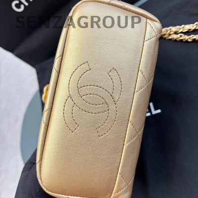 Chanel Quilted Chain Shoulder Crossbody Bag Red Gold Women's Fashion