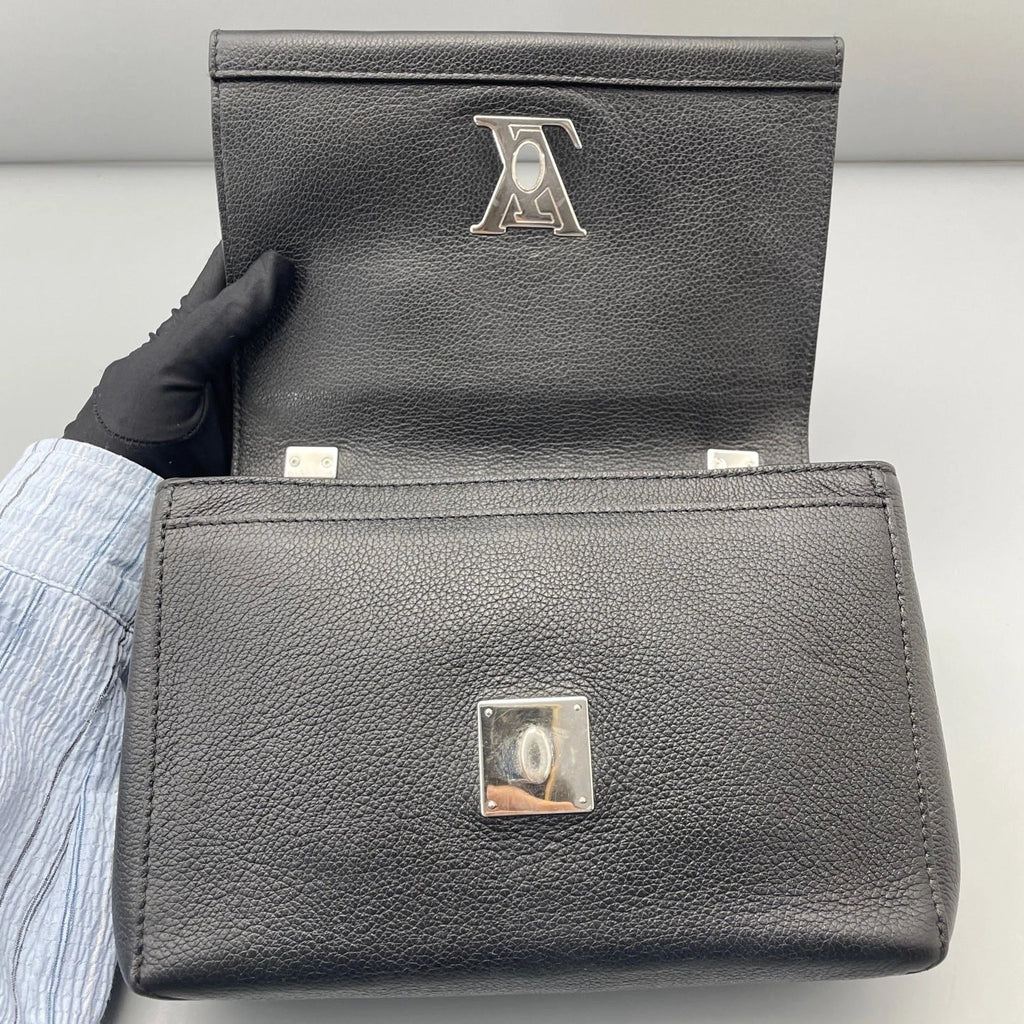 Louis Vuitton Lockme PM Chain Shoulder Crossbody Bag Black Silver Women