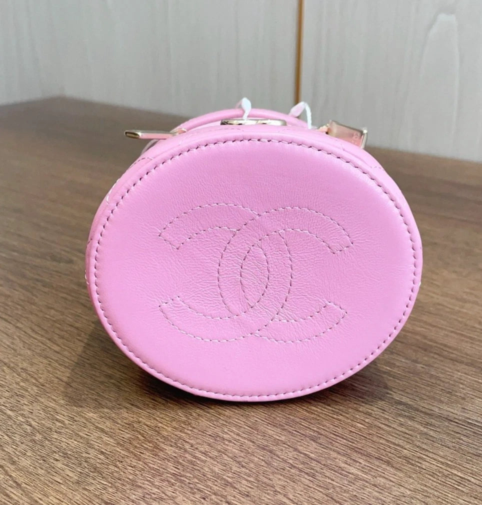 Chanel Bucket Pink Top Handle Bag Gold Hardware Women Fashion