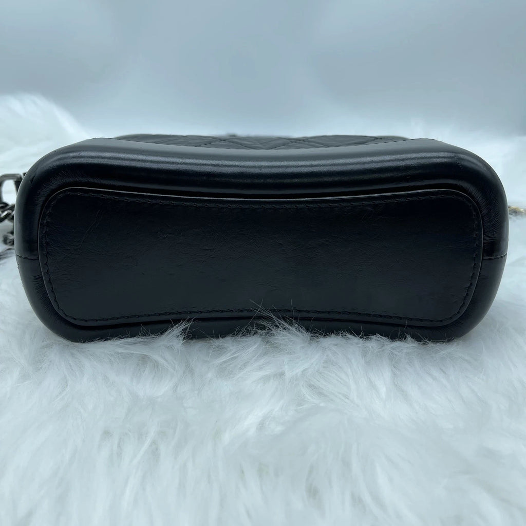 CHANEL Gabrielle Vintage Black Calfskin Shoulder Crossbody Bag For Women