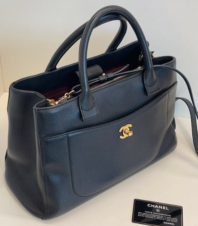 CHANEL Cerf tote Top Handle 2WAY Crossboy bag Black Gold Women
