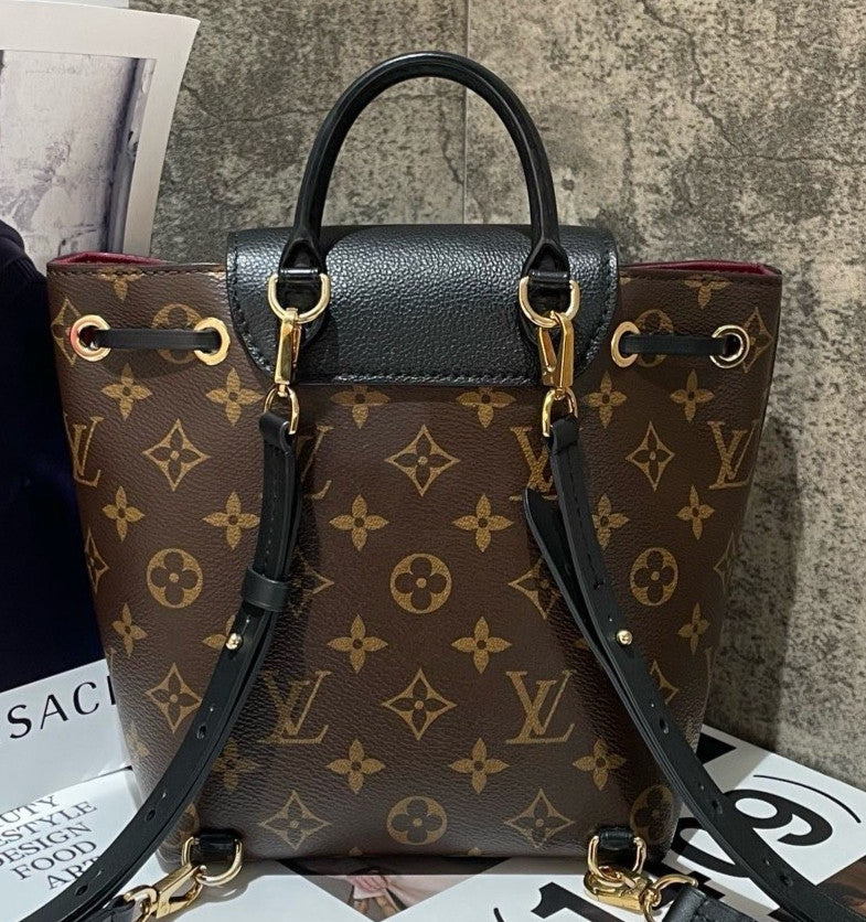 Louis Vuitton Montsouris BB Mini Monogram Backpack Brown Gold Women Classic