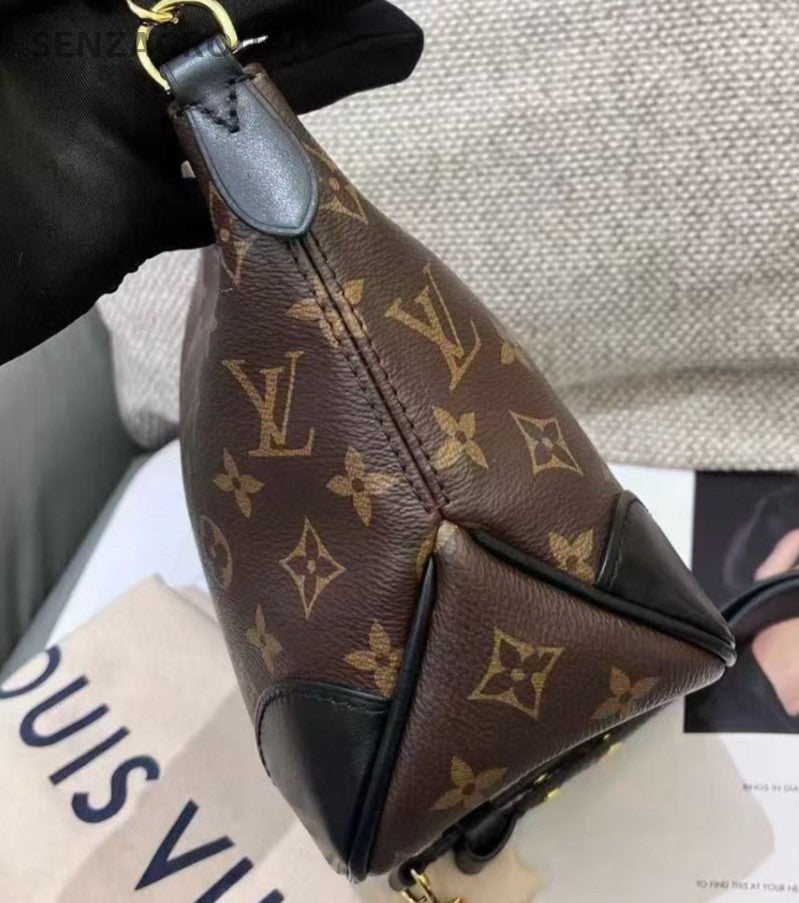 Louis Vuitton Monogram Chain Shoulder Bag Brown Black Gold Women Classic