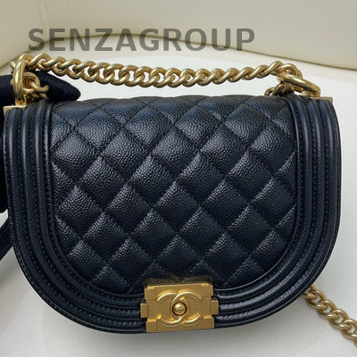 Chanel Black Caviar Leather Leboy Flap Bag Chain Shoulder Crossbody