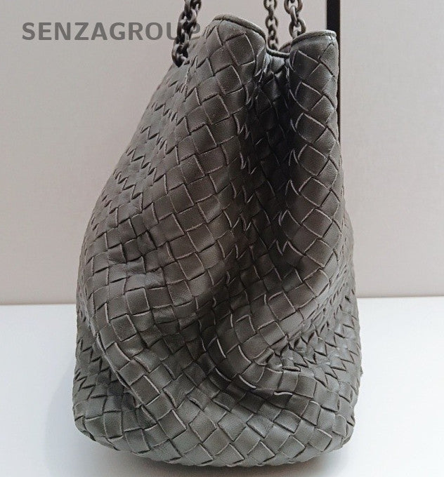 Bottega Veneta Tote Chain Shoulder Bag Gray Black Hardware Women Classic