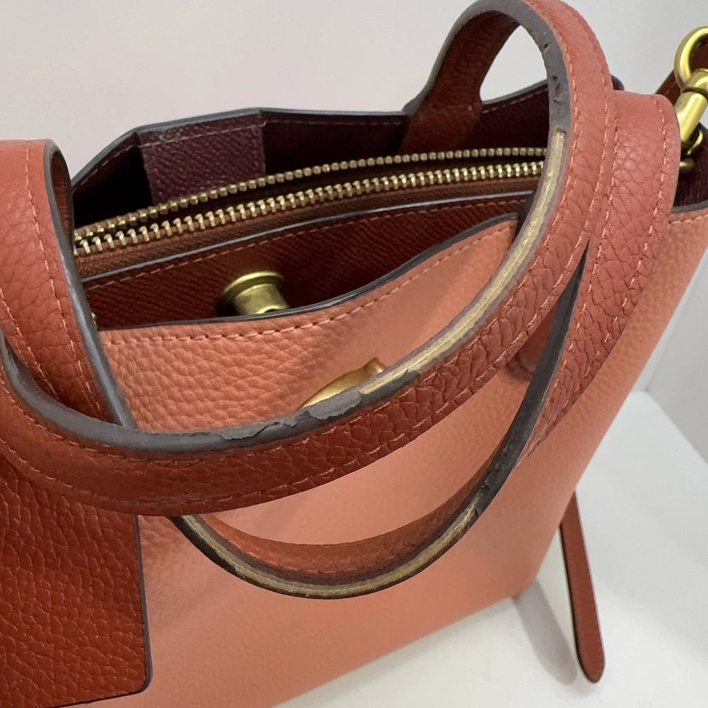 COACH Willow 24 Women's Leather Bucket Tote Crossbody Shoulder Handbag