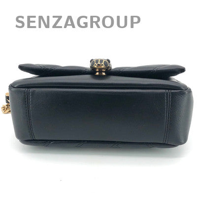 Bvlgari Serpenti Cabochon Chain Shoulder Bag Black Gold Classic Women