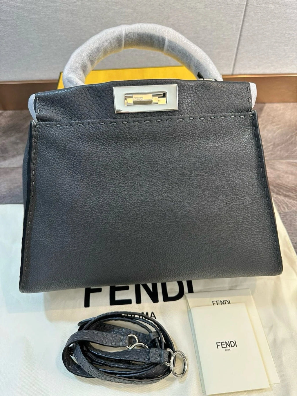 Fendi Peekaboo Medium Calfskin Handbag Shoulder Crossbody Women