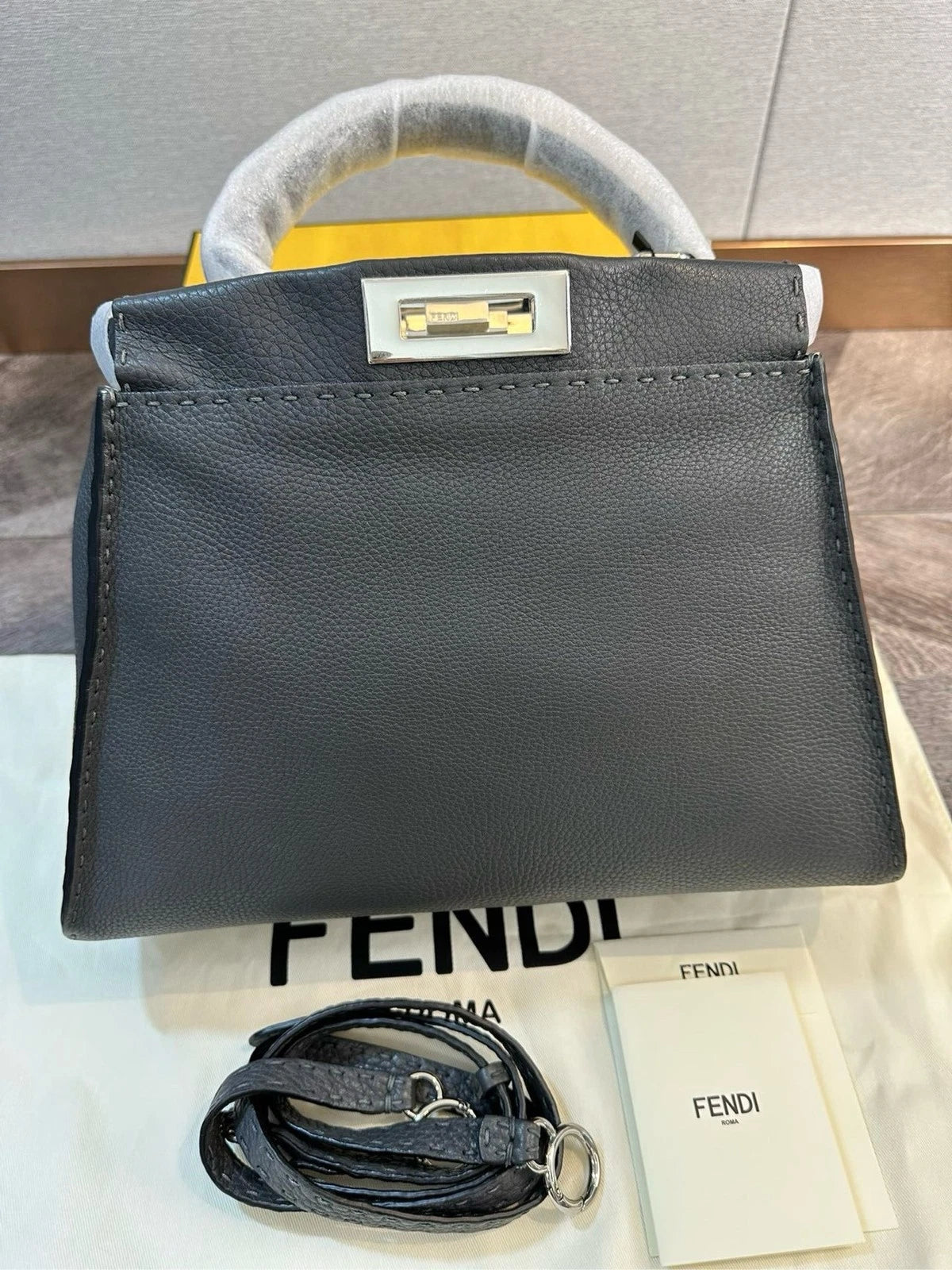 Fendi Peekaboo Medium Calfskin Handbag Shoulder Crossbody Women
