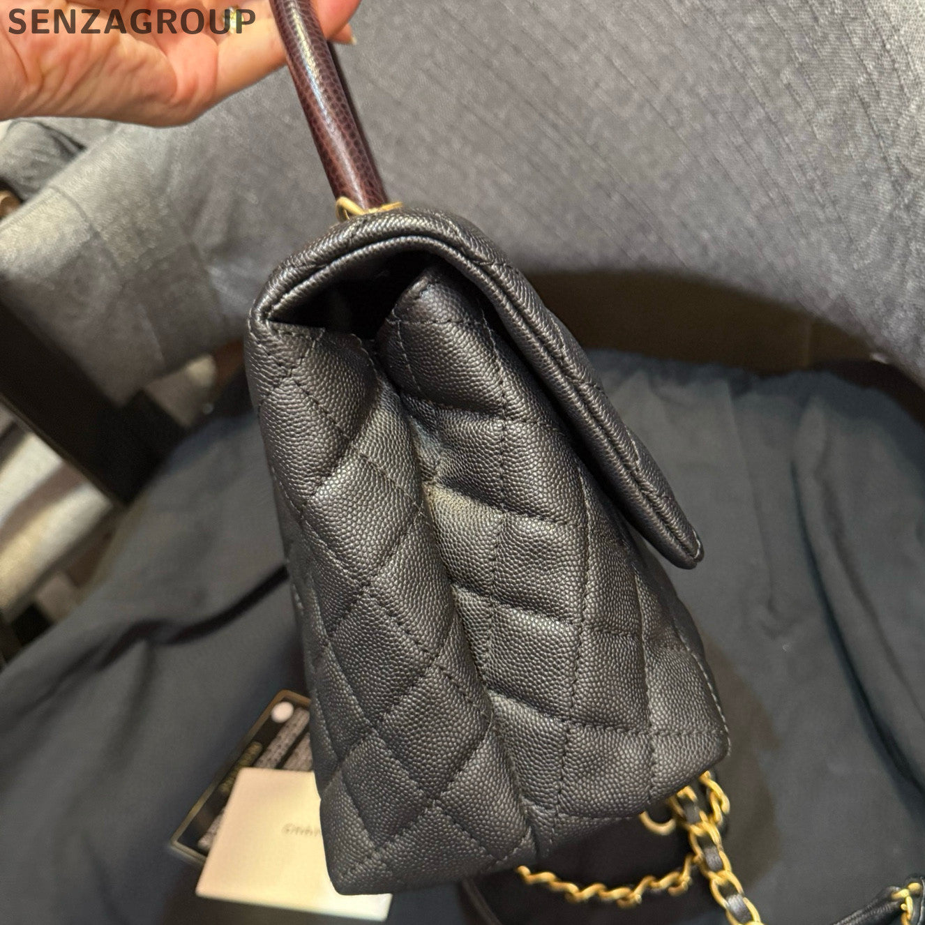 Chanel Coco Handle Medium Black Gold Quilted Classic Handbag
