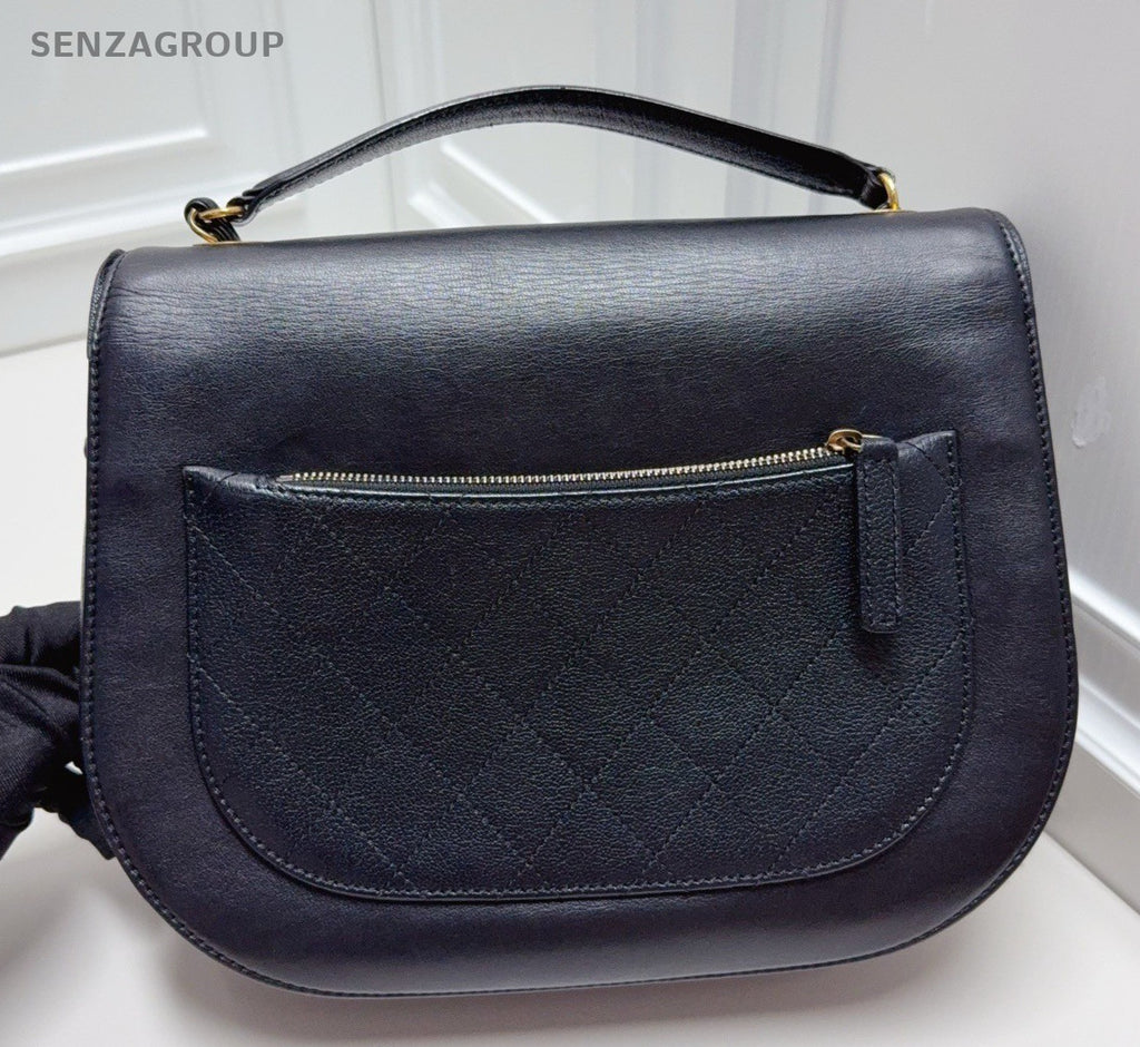 Chanel Cuba 2Way Calfskin Crossbody Shoulder Bag Black Gold Women Classic