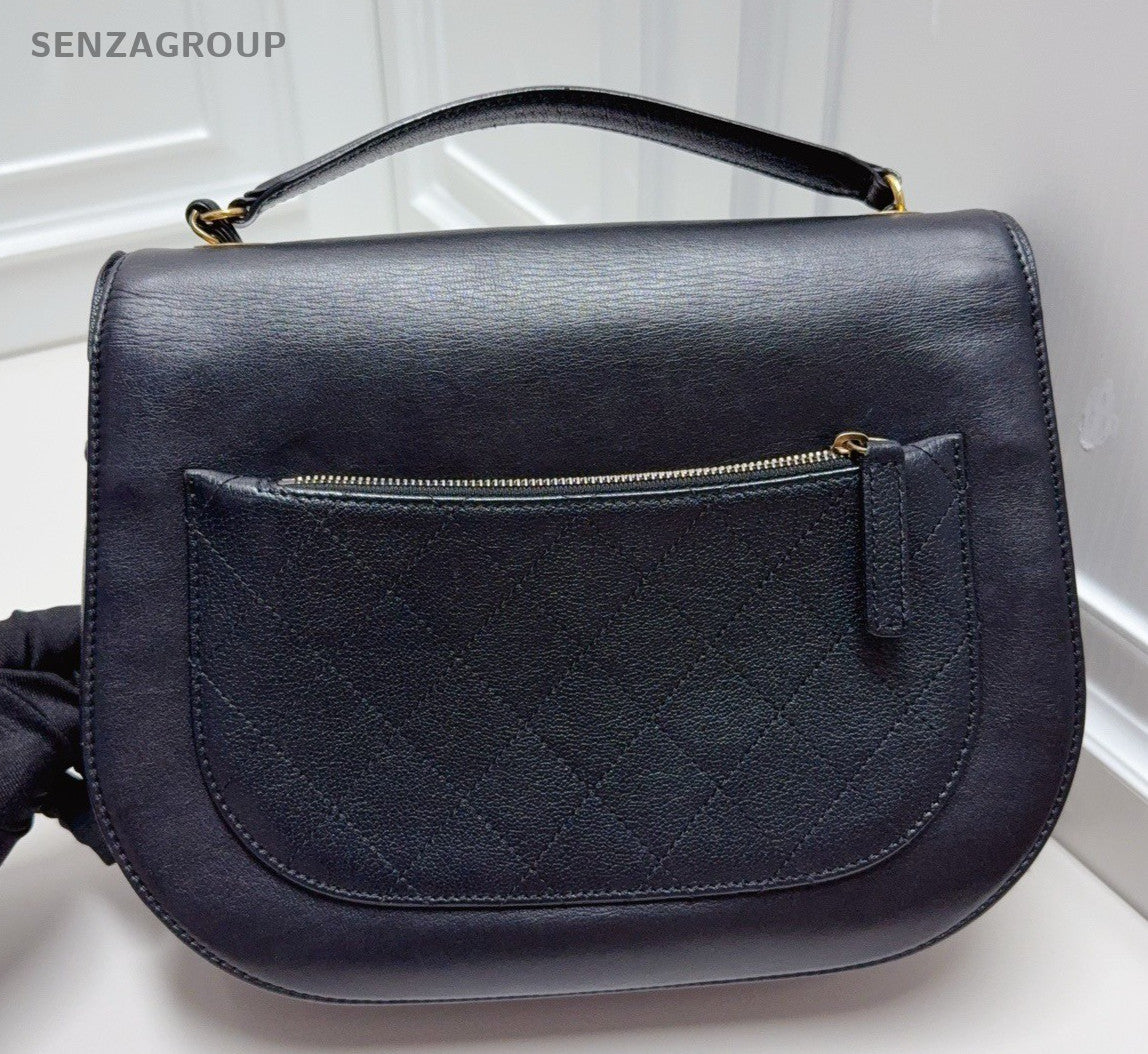 Chanel Cuba 2Way Calfskin Crossbody Shoulder Bag Black Gold Women Classic