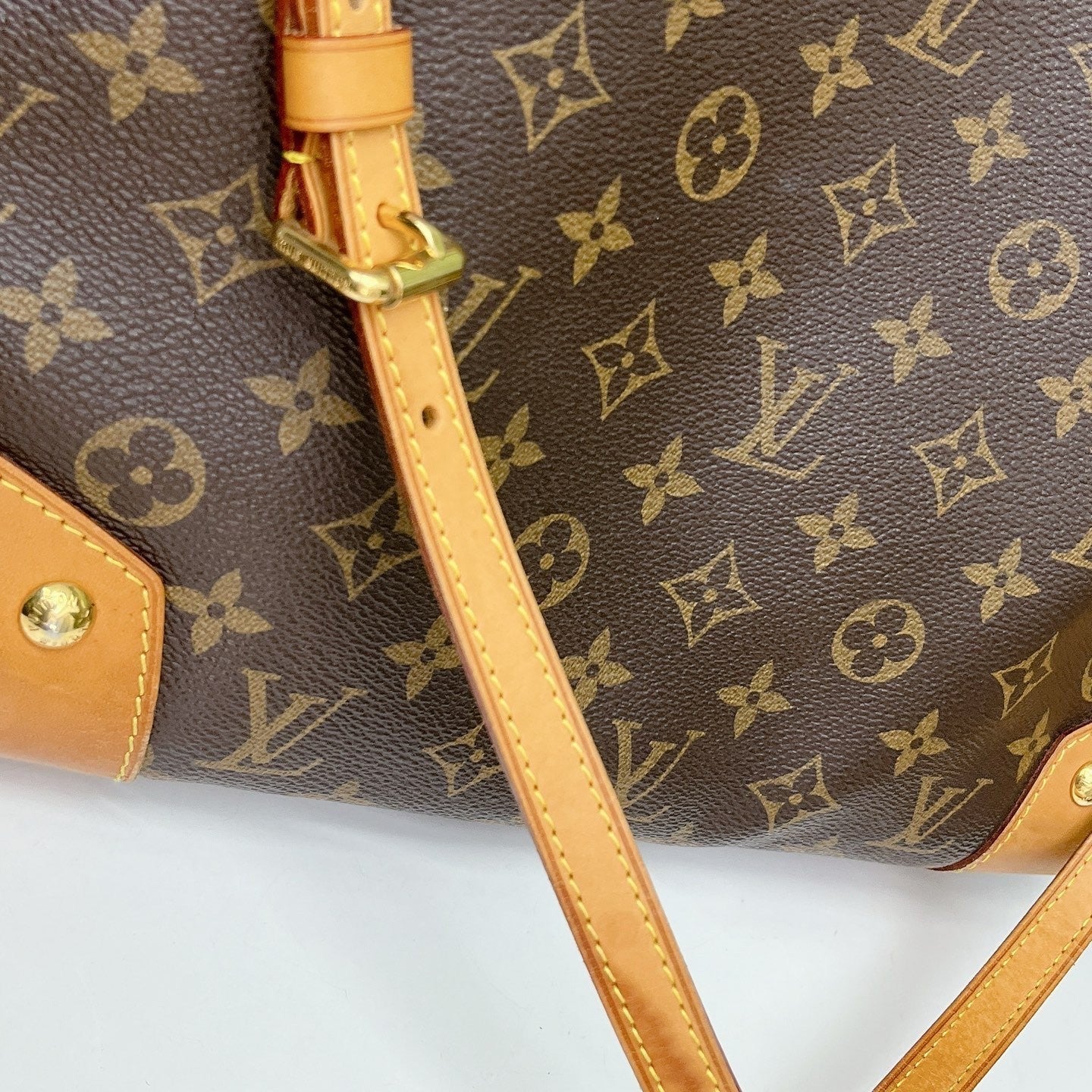 Louis Vuitton Monogram Tote Shoulder Bag Brown Gold Used Women Classic
