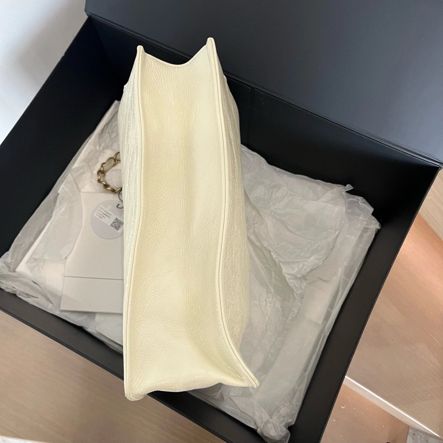 Chanel Oil Wax Tote Top Handle Bag Shoulder Bag White Women Classic