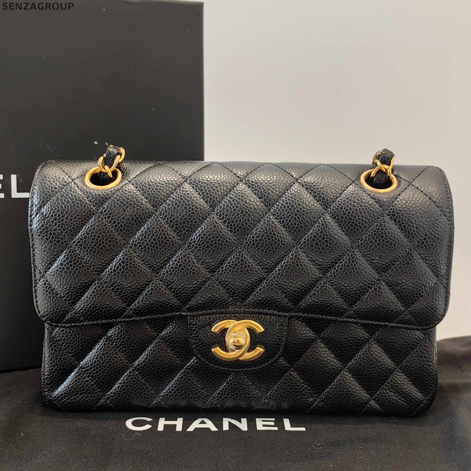 Chanel Classic Flap Black Caviar Small Chain Shoulder Crossbody Bag